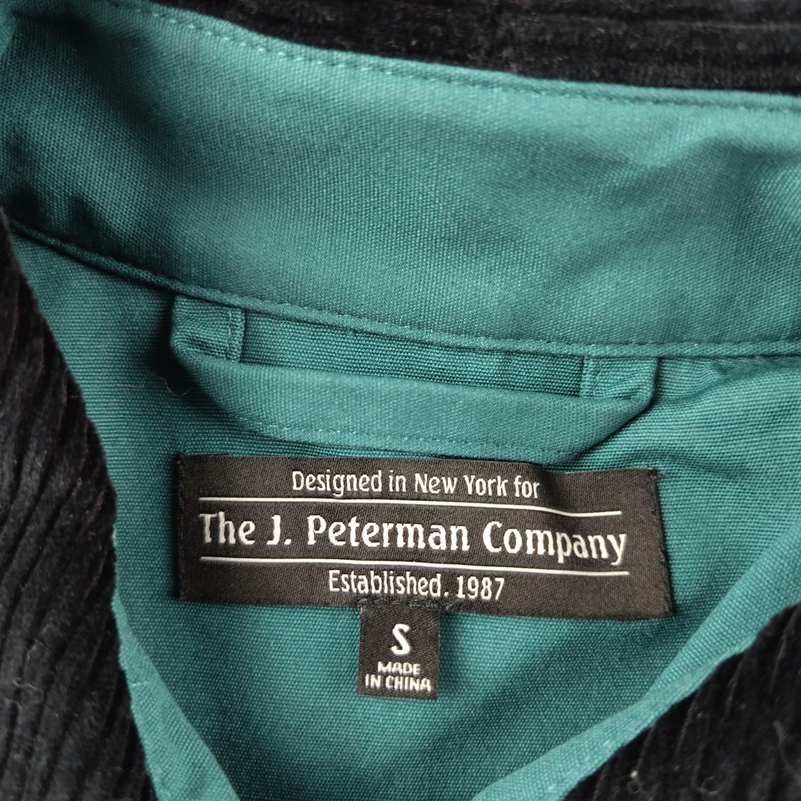 J. Peterman Company Coat Womens Small Duster Teal Corduroy Trim Office Euc — image 4 of 8